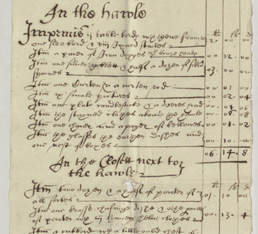 What sort of asset marks out somebody as middling, rather than being a wage labourer or dependent person? One answer lies in the administrative documents compiled upon a persons death: in a will (a document outlining where assets and goods should go and to whom) and inventory (a list of movable goods owned by the deceased and their values). Not all middling individuals had such documents (and for many they may no longer survive), but the eliteincluding aristocratic men and women usually did.<br />
<br />
The majority of wills and inventories that survive from this period give us an impression of the type of assets owned by middling people. The inventory shown here, for instance, records some of the objects belonging to the Bristol sailor John Rockwell. The very existence of such an inventory implies that Rockwell had enough things in his life of value to warrant such a list being drawn up. These documents also show the variety of ways of marking assets, from playing tables like modern-day board games to debts owed by and to the deceased. 