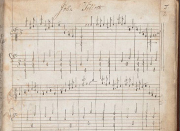 The ability to read music was a form of literacy, a sign of distinction in leisure and skill increasingly popular among middling men and women, who also sometimes owned and displayed lavish instruments like virginals in their homes.  As such, keyboard manuscripts like this one show amateur players compiling sources from professional musicians and combining religious and secular song.  Elizabeth Rogers book is particularly advanced, showing skill nearing professional levels, and includes music for both voice and keyboard. It is possible the book was first owned when Elizabethan was unmarried, as the name Elizabeth Fayre and her initials were replaced by her married name in a forceful claim of womans book ownership: Elizabeth Rogers hir virginal booke.<br />
<br />
Little is known about her life. Tuition could begin from an early age: when Bristolian cutler and playhouse proprietor Nicholas Woolfe passed away in 1614, his young son inherited two pairs of virginals on which he learned music for two years.  Another manuscript held at the British Library (Add. MS 15117) is recorded as John Strickland his Book, which combines horse-related expenses, dinner costs at Newcastle, and costs for my Lord, alongside well-laid out notation for songs. His virginal book combines financial and musical literacy, indicating the overlap between professional duty and leisure time, between service and learning. As with emblem books, playing the virginal represents an overlap between forms of reading and recreationa key aspect of middling leisure experiences.