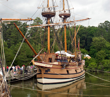 This merchant ship is a replica of the Susan Constant, a 120-ton galleon built around 1604 that took 71 male colonists across the Atlantic Ocean to Jamestown in 1606. A year later, the ship then returned to England and probably continued to transport goods across the seas  she apparently served as a merchant ship until at least 1615. The ship represents a key factor in the English economythe international trade that made possible the many exchanges of paper, wine, spices, domestic goods and raw materials that were central to early modern middling life  our groups were producers, consumers and traders, so intimately connected to the movement of things over the water. <br />
<br />
A significant number of our upper middling groups, based in port towns, made their money and gained influence from the goods they transported into and out of England. Vessels like this one made possible contact not only with trading neighbours such as France but with areas as far afield as the West Indies and China. Many of the wealthier individuals of early modern England directly profited from the trading activities and ventures of these ships and their creweither by their involvement as merchants or through joint-stock organisations such as the East India Companyand others benefited indirectly from the goods that passed through the land and made possible labour from cooking to woodworking. <br />
<br />
These boats were ocean-going then, but a large fleet of smaller vessels were engaged in the coastal trade  they moved goods from the larger ports around the British coast and up the islands smaller waterways in bulk, so that they could then be broken down into smaller parcels of items for sale in the provinces shops and by travelling salespeople such as pedlars and chapmen. <br />
<br />
This ship also speaks to the colonialist project emerging in early modern Europe, the Susan Constant in particular notable for its role in the colonisation of the Americas. In addition, the ship speaks to the greatest early modern movement of people, the slave trade in which many notable English sailors and merchants, such as John Hawkins, were engaged. The scholar Imtiaz Habibs archival research into the lives of African men and women in early modern England has demonstrated that many held socially significant positions and roles in European society which would usually confer middling status, such as haberdasher, musician, silkweaver, soldier, royal page, or diver.  Yet, as the scholar Ambereen Dadhaboys work shows, regardless of their occupational status, the position occupied by black people in Elizabethan England was socially, culturally, and politically precarious, and race therefore has a complex relationship with social and economic descriptions like middling. Boats such as the one above therefore represent a key influence on middling mobility of both people and goods, but they can also indicate the often violent, destructive, and ongoing legacy of early imperial action. 